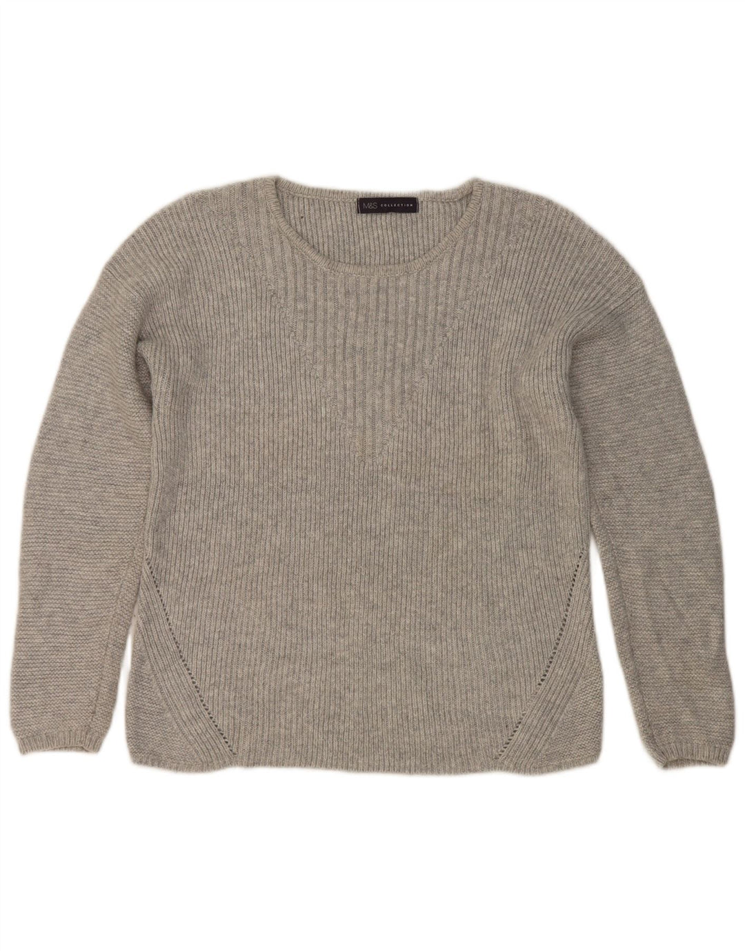 Marks & Spencer Womens Boat Neck Jumper Sweater UK 12 Medium Silver
