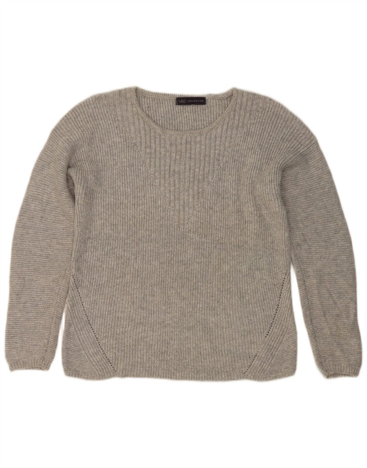 Marks & Spencer Womens Boat Neck Jumper Sweater UK 12 Medium Silver