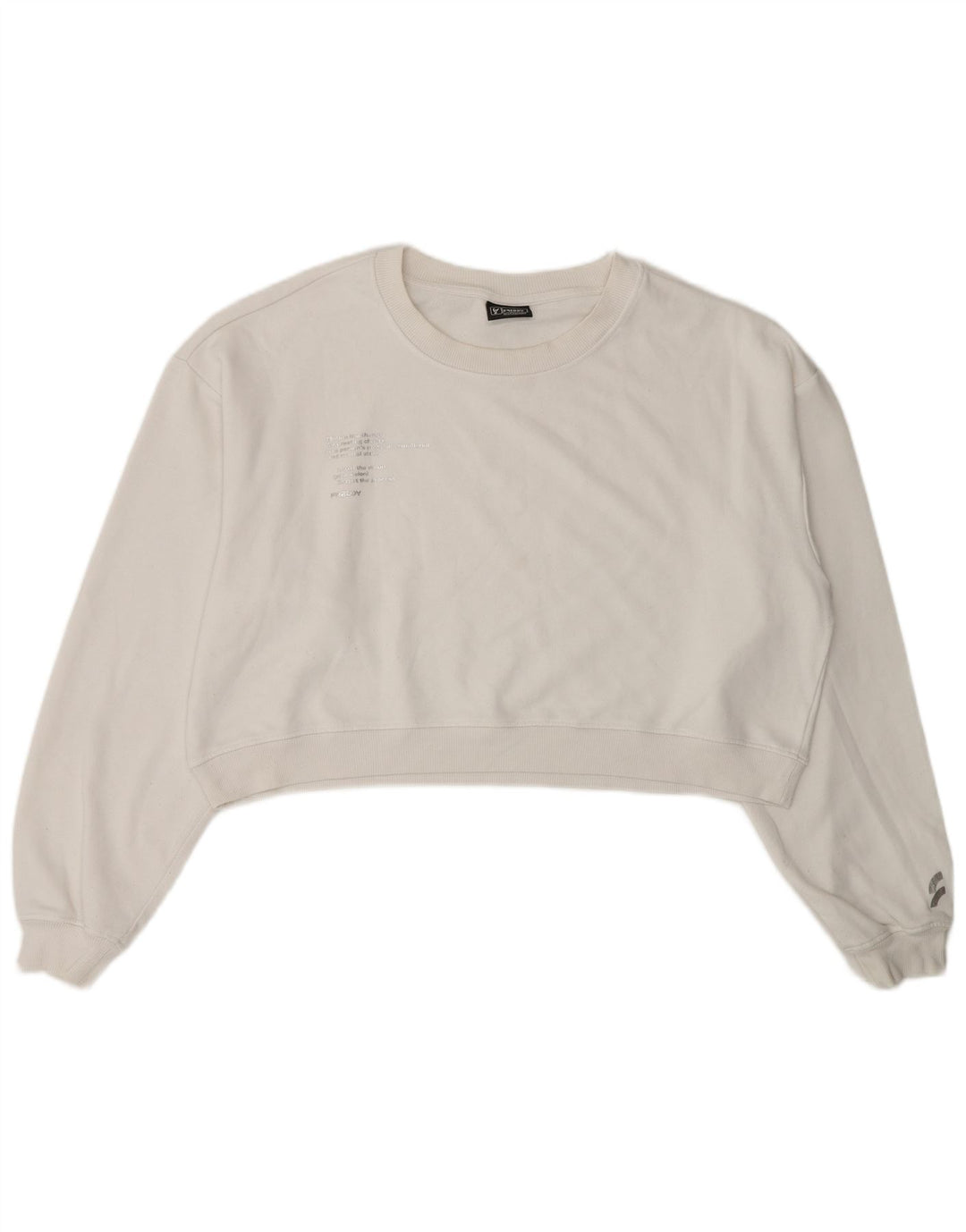 Freddy Womens Crop Oversized Sweatshirt Jumper UK 14 Medium White