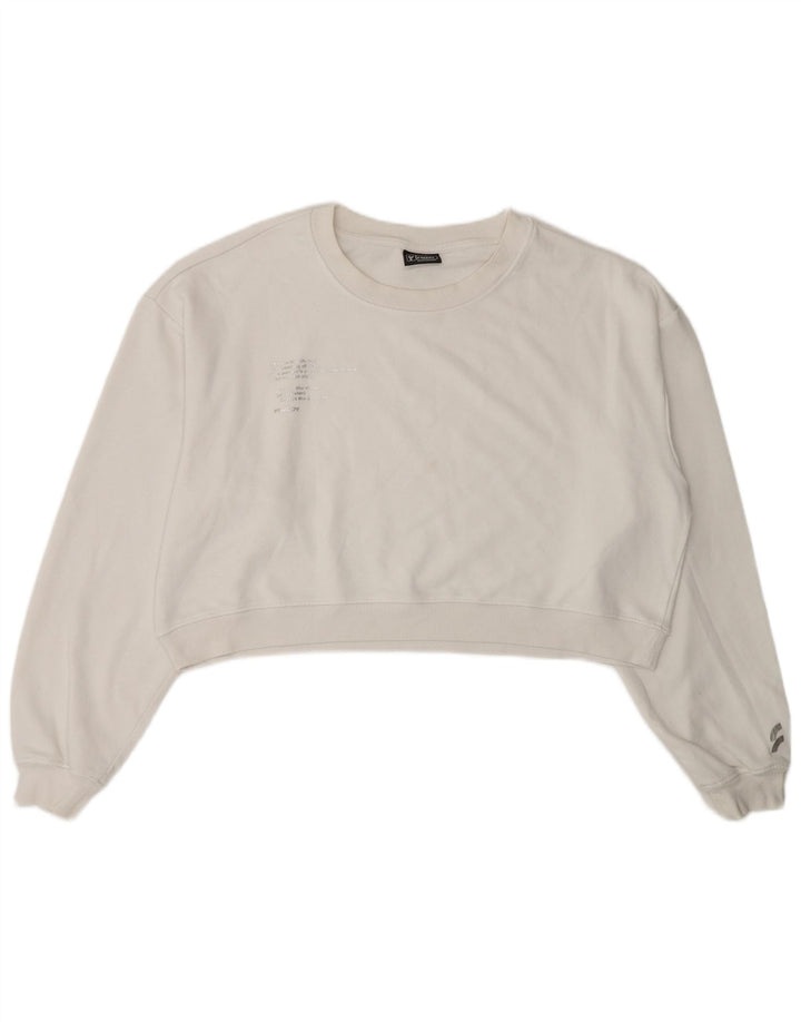 Freddy Womens Crop Oversized Sweatshirt Jumper UK 14 Medium White