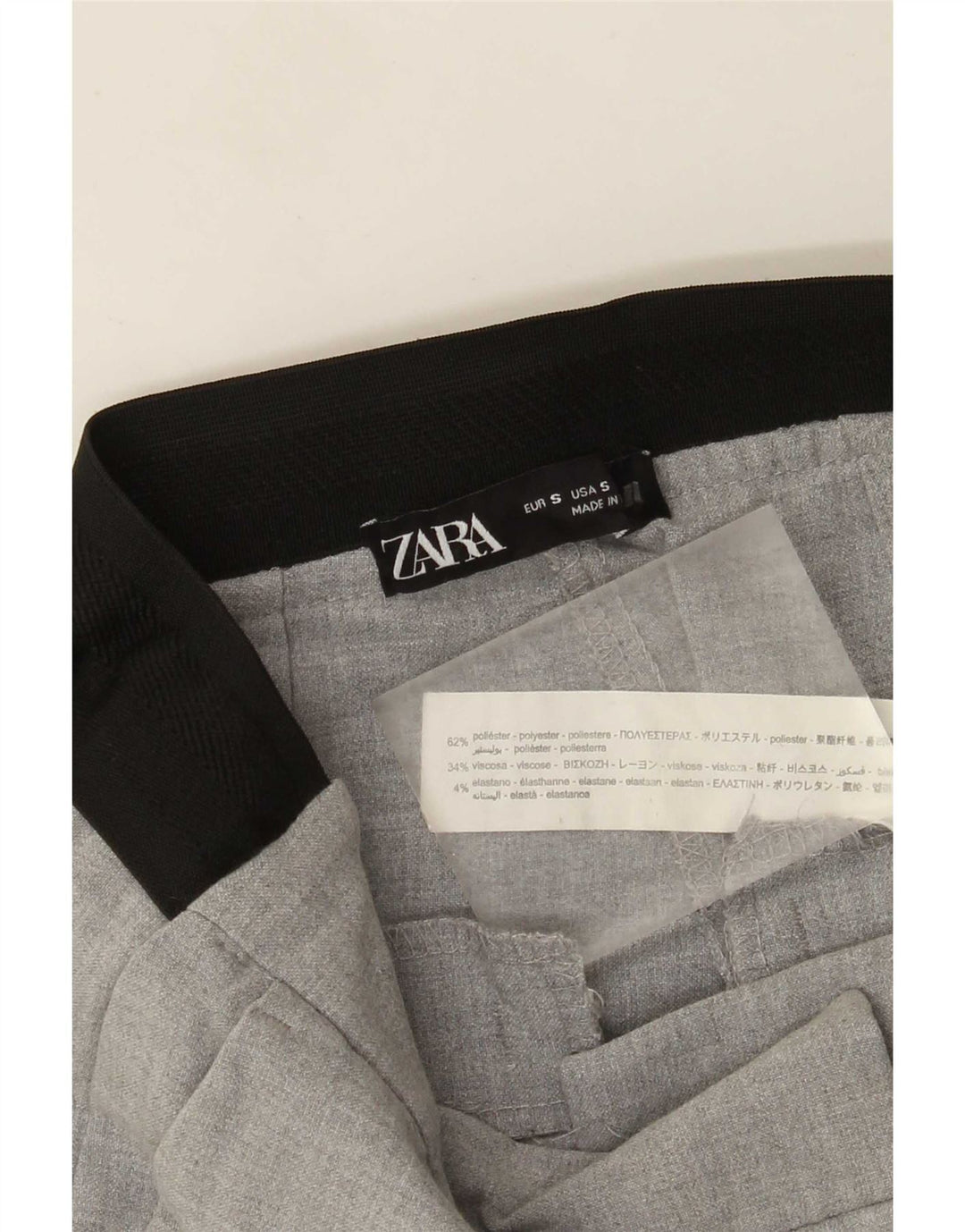 Zara Womens Slim Suit Trousers Small W26 L26 Grey Colourblock Polyester