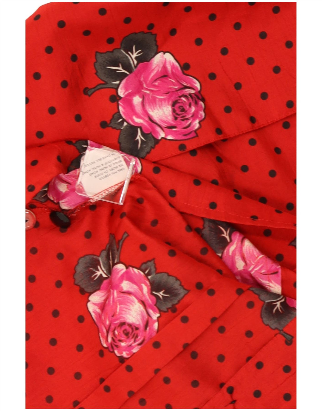 Vintage Womens Shirt Blouse UK 14 Medium Red Floral Polyester