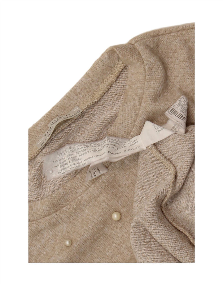 Zara Damen Trafaluc Übergroßes Blusenoberteil UK 14 Mittelbeige gepunktet