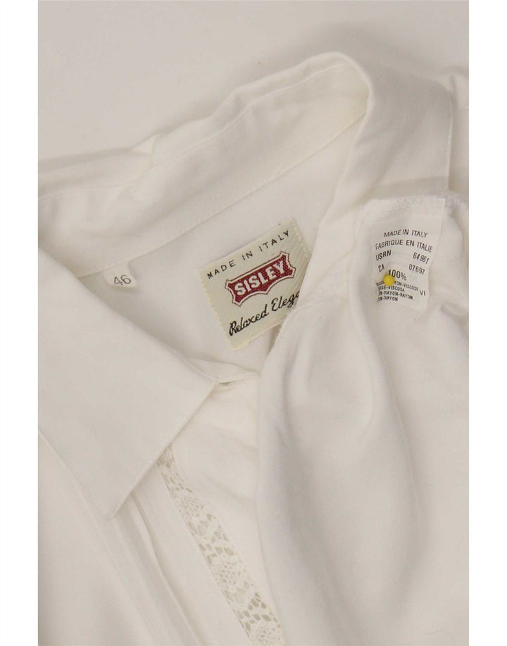Sisley Womens Shirt IT 46 Large White Floral Viscose