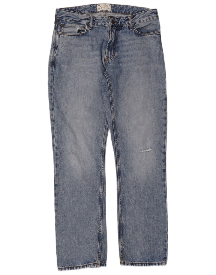 Fat Face Mens Distressed Straight Jeans W30 L34 Blue Cotton