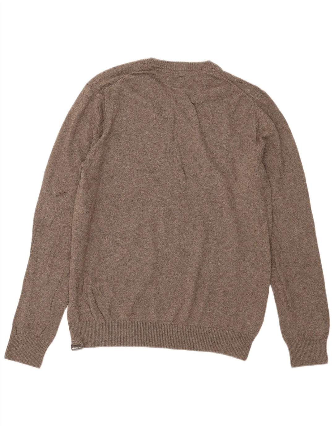 Eddie Bauer Mens V-Neck Jumper Sweater Medium Khaki Cotton