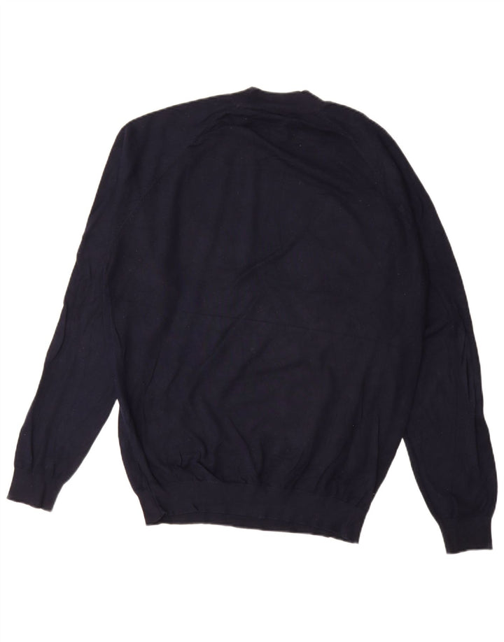 Zara Mens Crew Neck Jumper Sweater Medium Navy Blue Viscose