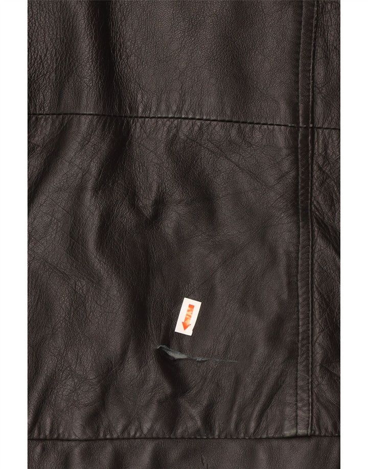 VINTAGE Mens Bomber Leather Jacket IT 54 2XL Black Leather Vintage Vintage and Second-Hand Vintage from Messina Hembry 
