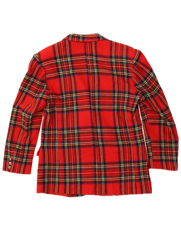 Vintage Womens 2 Button Blazer Jacket IT 44 Medium Red Check Wool
