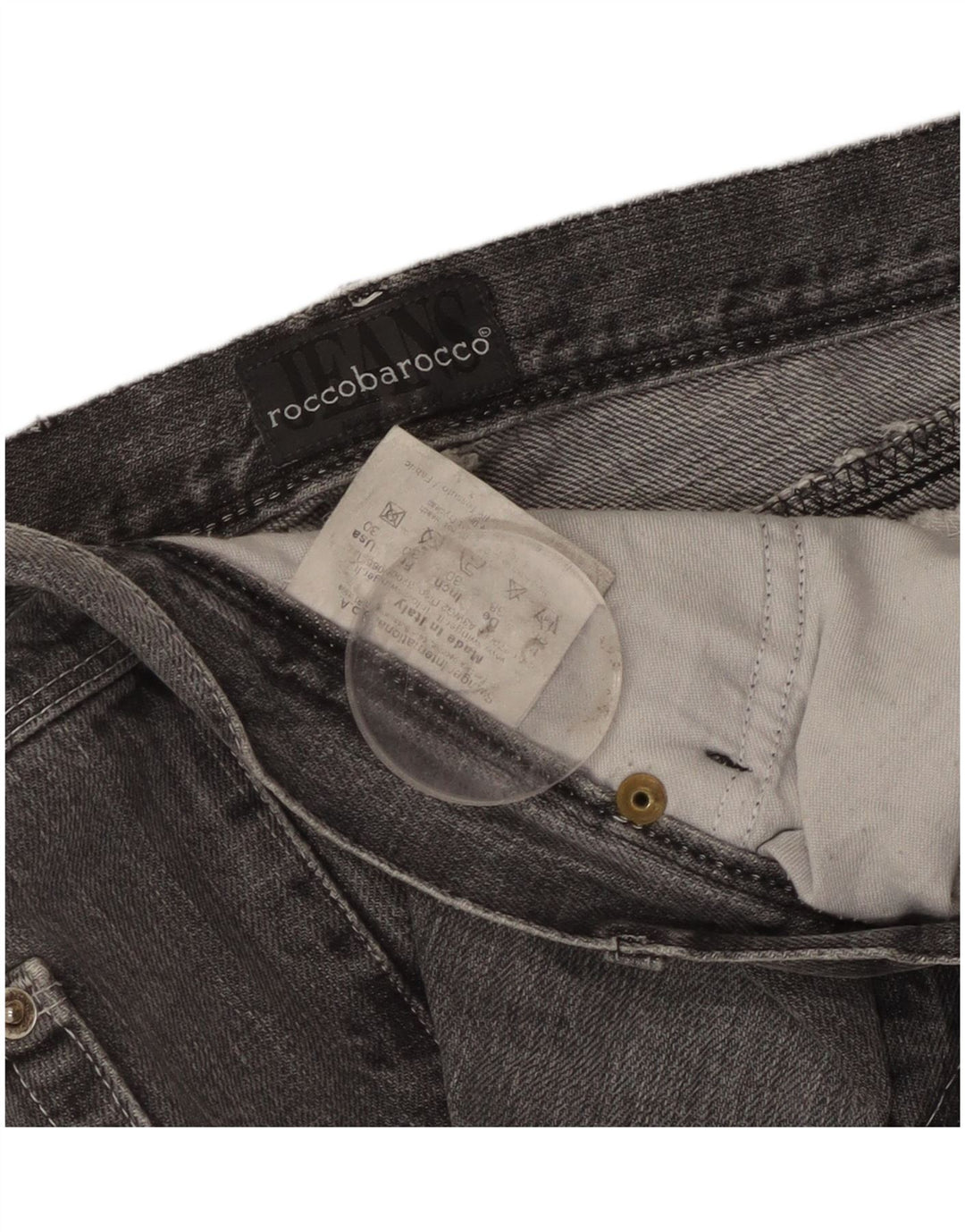 Roccobarocco Womens Denim Shorts W30 Medium Grey Floral Cotton