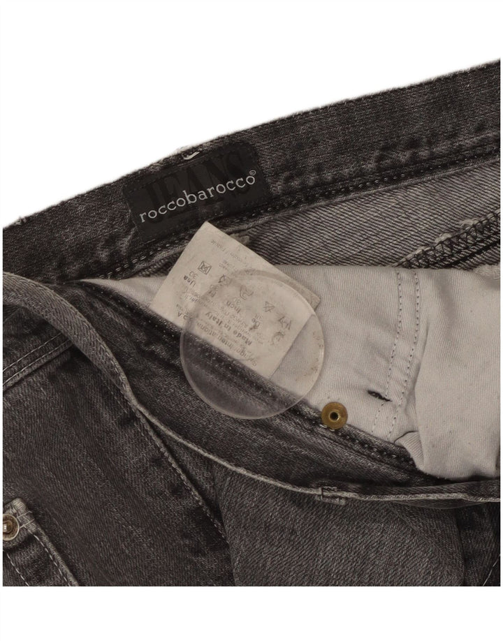 Roccobarocco Womens Denim Shorts W30 Medium Grey Floral Cotton
