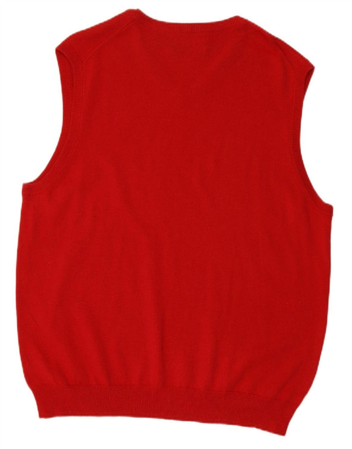 CHAPS Mens Vest Tank Top Large Red Cotton