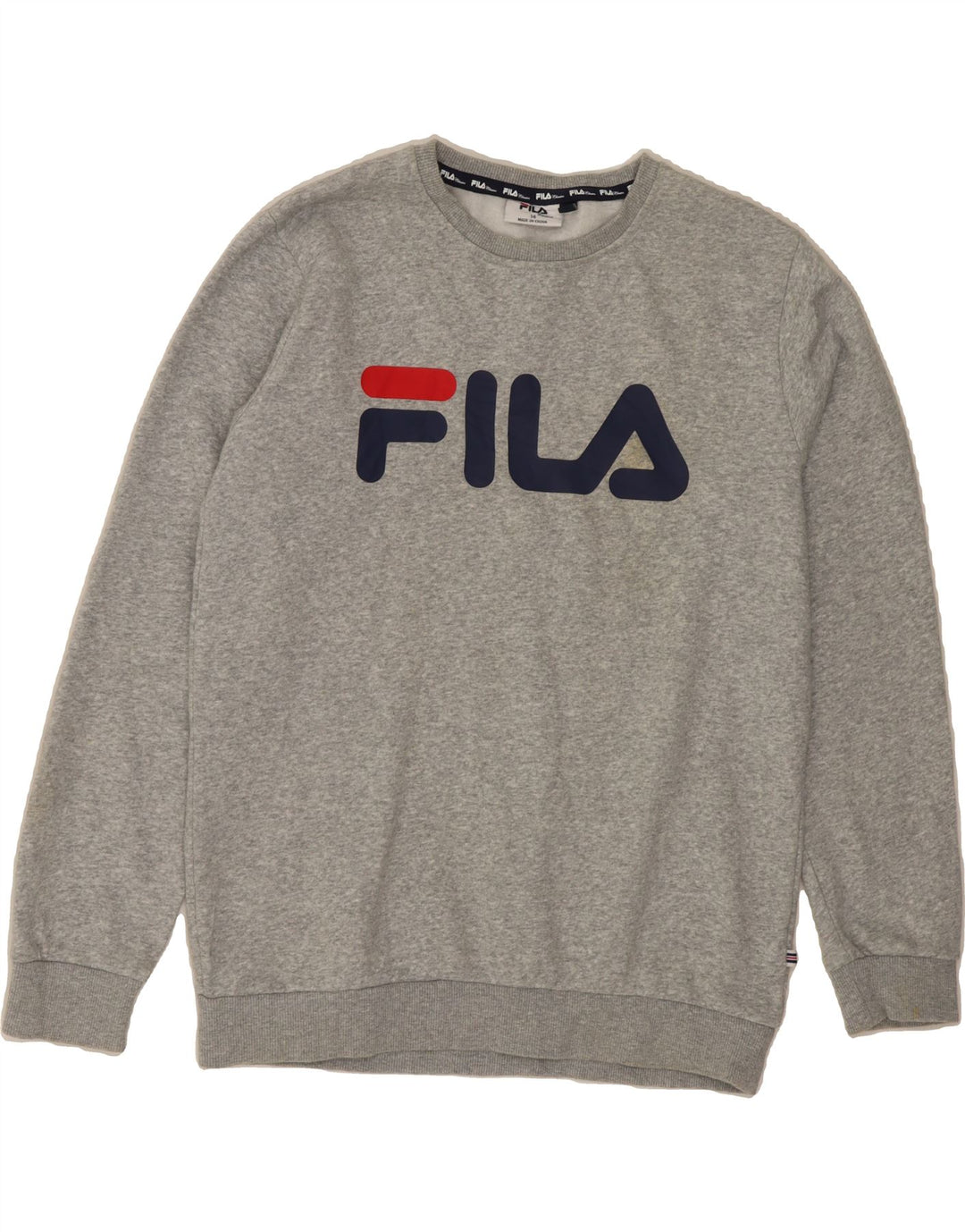 FILA Womens Graphic Sweatshirt Jumper UK 14 Medium  Grey Cotton Vintage Fila and Second-Hand Fila from Messina Hembry 