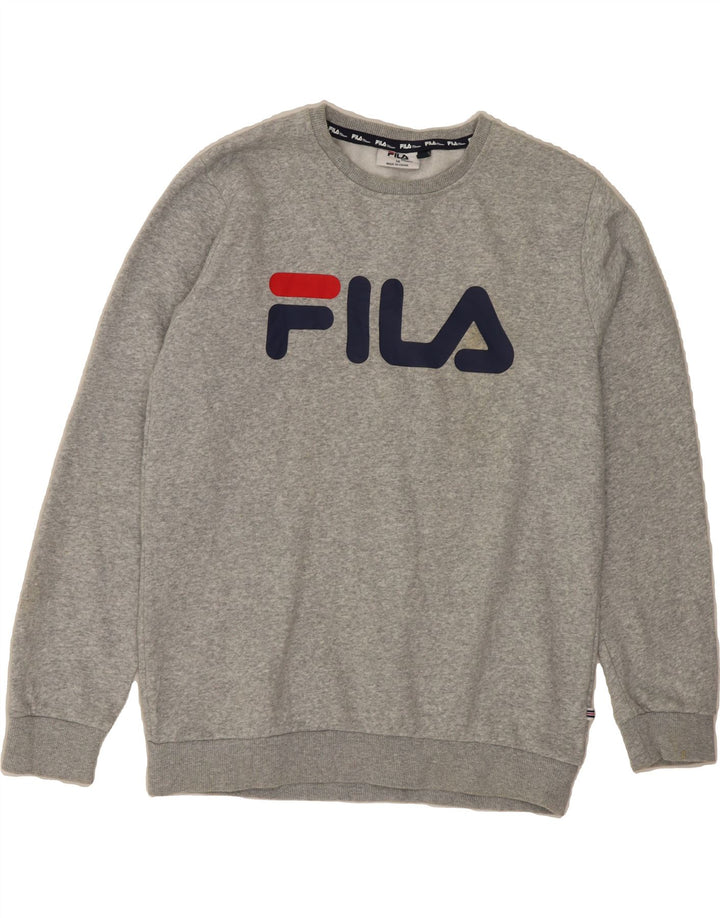 FILA Womens Graphic Sweatshirt Jumper UK 14 Medium  Grey Cotton Vintage Fila and Second-Hand Fila from Messina Hembry 