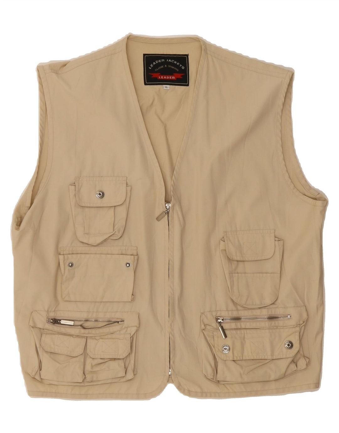 LEADER Mens Utility Gilet UK 42 XL Beige Polyester Vintage Leader and Second-Hand Leader from Messina Hembry 