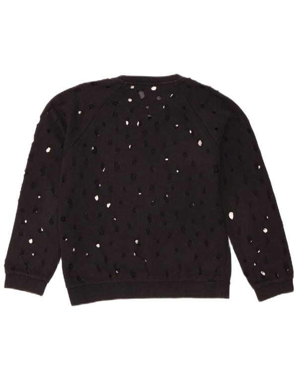 Felpa da donna con grafica invecchiata Gaelle, maglione UK 14, grande cotone nero