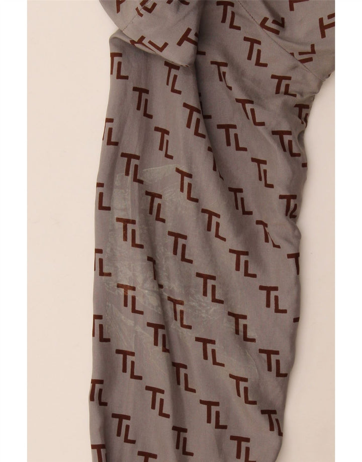 Camicia grafica da donna vintage UK 12 Grigio medio