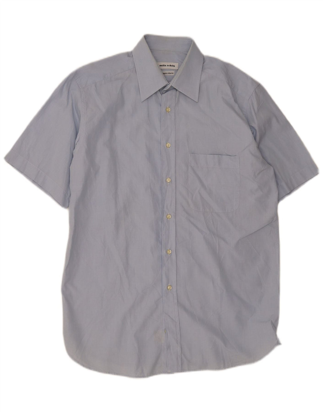 Mila Schon Mens Short Sleeve Shirt Size 41 16 Large Blue
