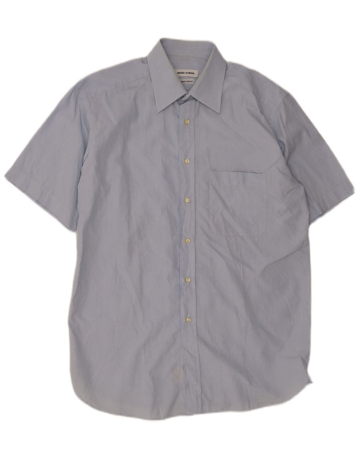 Mila Schon Mens Short Sleeve Shirt Size 41 16 Large Blue