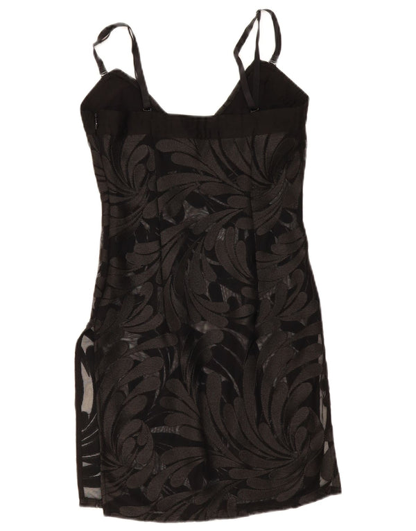 Vintage Womens See Through Slip Dress UK 8 Small Black Floral