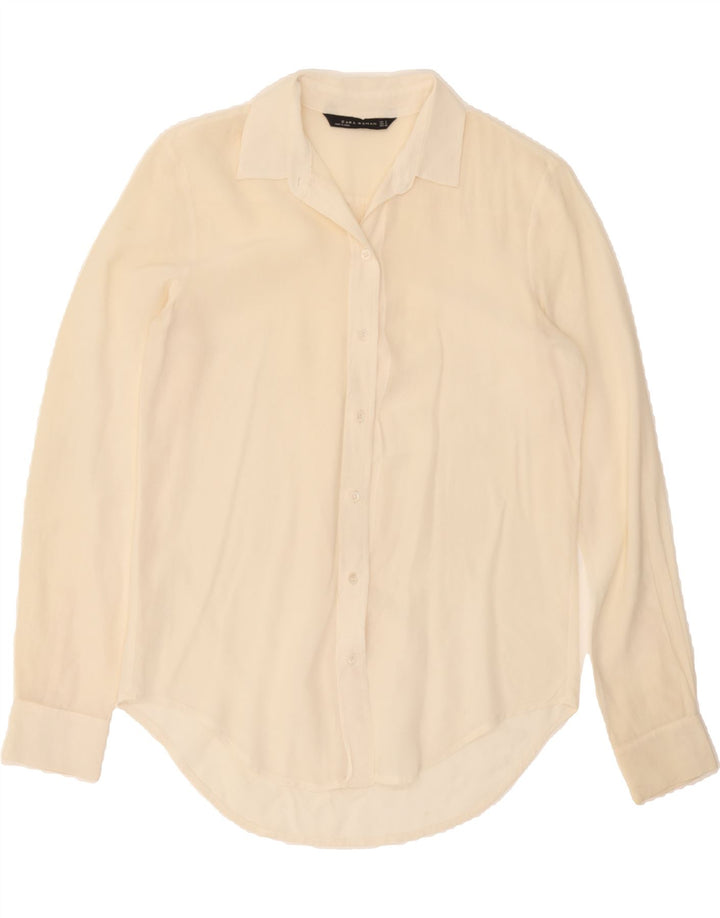 ZARA Womens Shirt UK 10 Small Off White Vintage Zara and Second-Hand Zara from Messina Hembry 