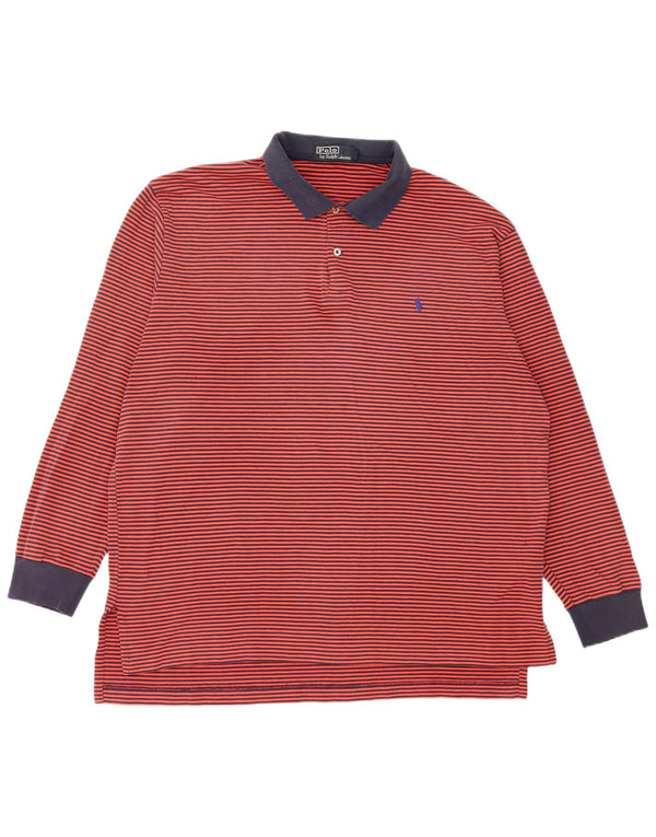 Polo Ralph Lauren Polo de rugby à manches longues pour homme XL en coton à fines rayures rouges