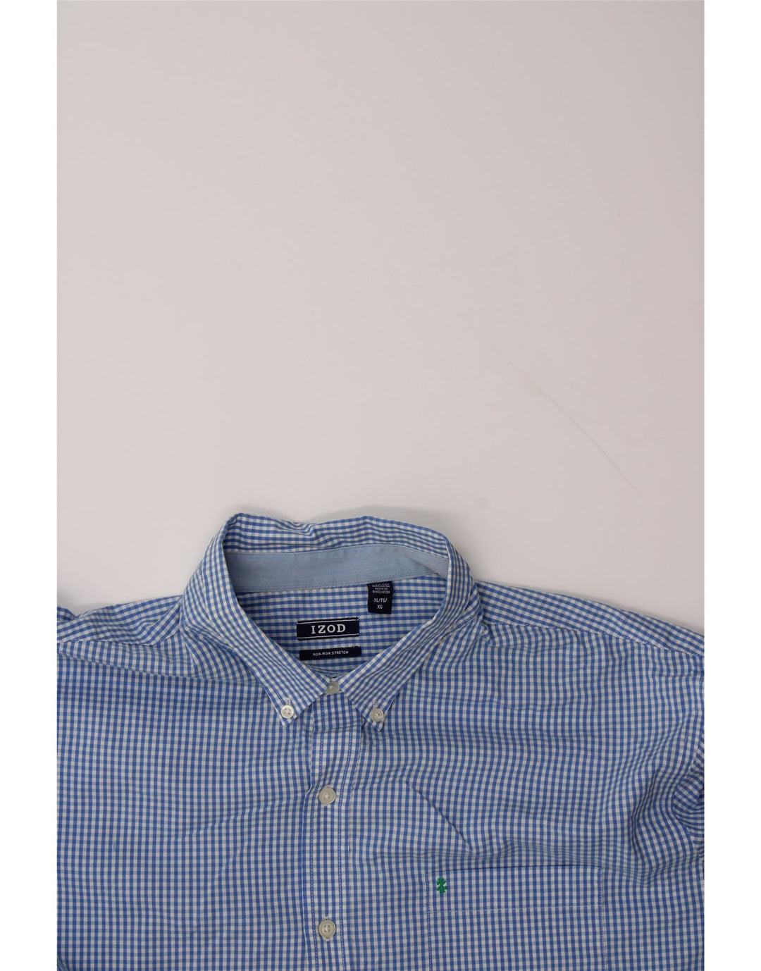 IZOD Mens Big & Tall Shirt XL Blue Gingham Cotton Vintage Izod and Second-Hand Izod from Messina Hembry 