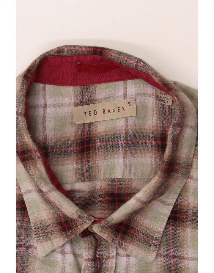 TED BAKER Mens Flannel Shirt Size 5 XL Green Check Cotton Vintage Ted Baker and Second-Hand Ted Baker from Messina Hembry 