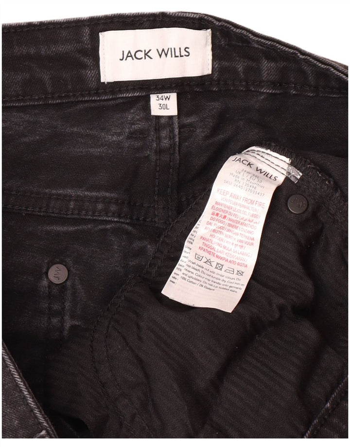 JACK WILLS Mens Slim Jeans W34 L27 Black Cotton
