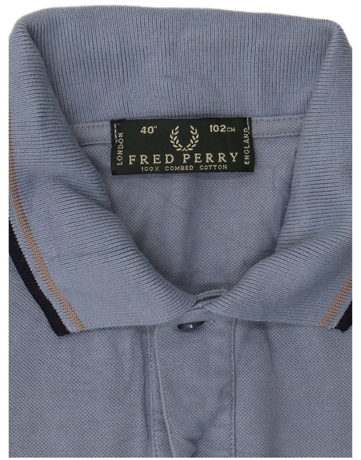 Fred Perry Mens Polo Shirt Medium Blue Cotton