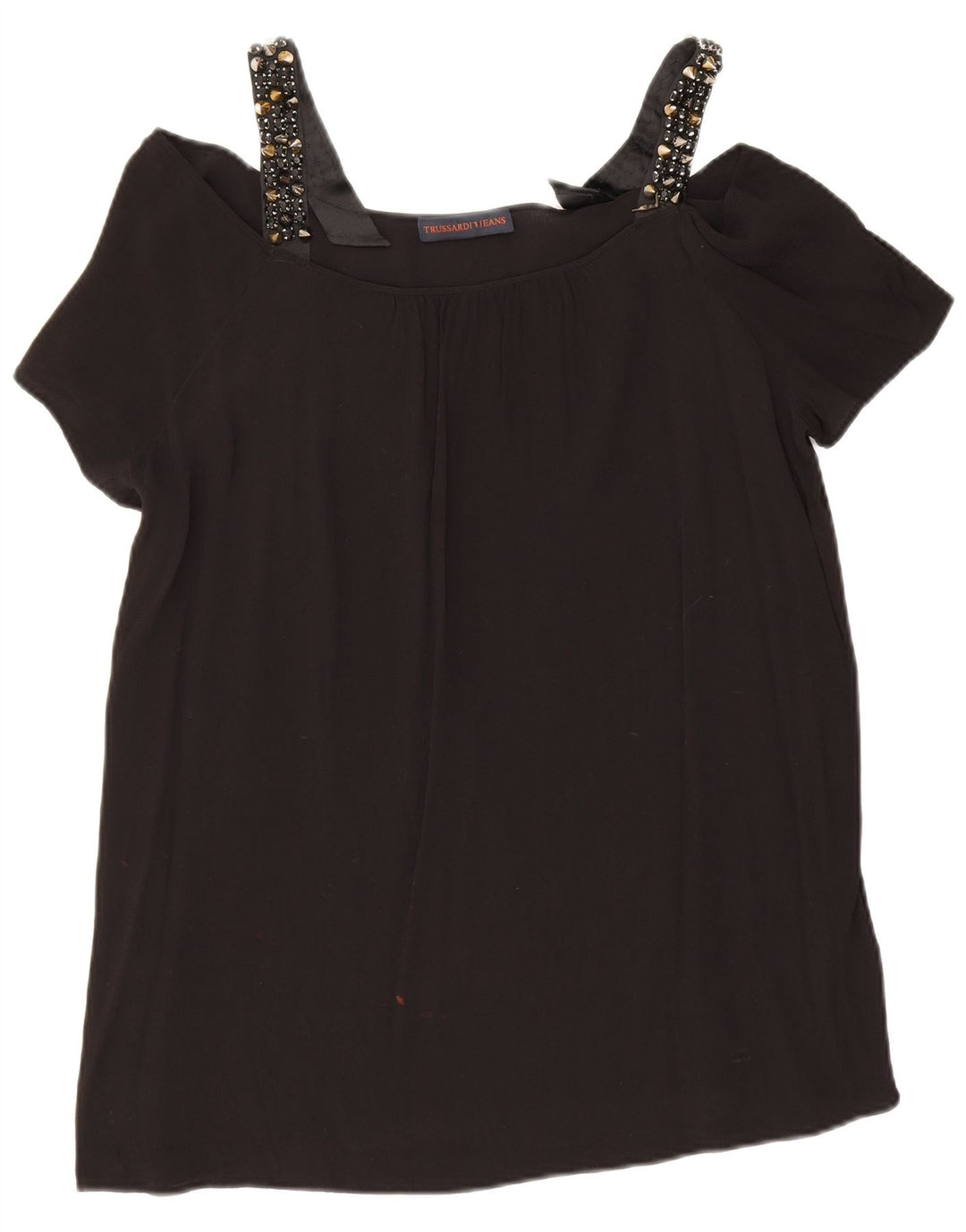 Trussardi Womens Off Shoulder Top IT 48 XL Black Viscose