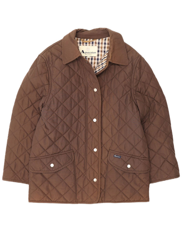 Damska pikowana kurtka Aquascutum UK 16, duży, brązowy nylon