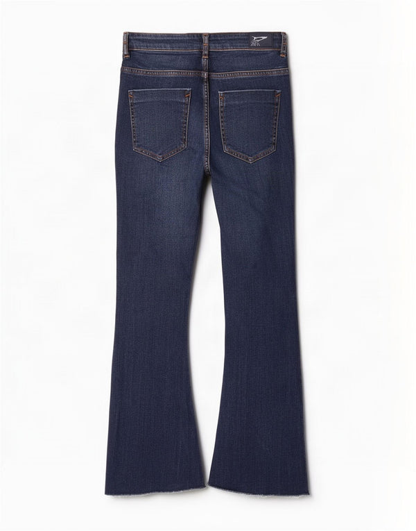 Zara Womens Crop Flared Jeans EU 38 Small W28 L26 Blue