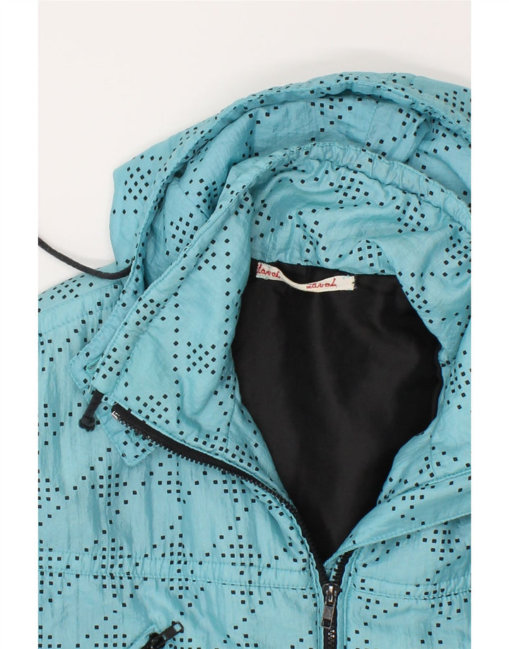 VINTAGE Womens Hooded Windbreaker Coat EU 40 Medium Blue Spotted Vintage Vintage and Second-Hand Vintage from Messina Hembry 