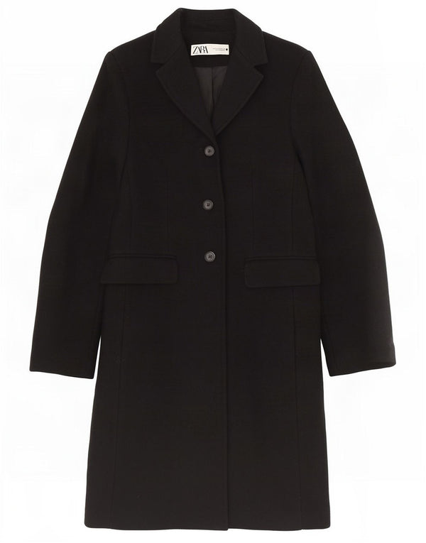 Zara Damen Mantel UK 6 XS Schwarz Viskose