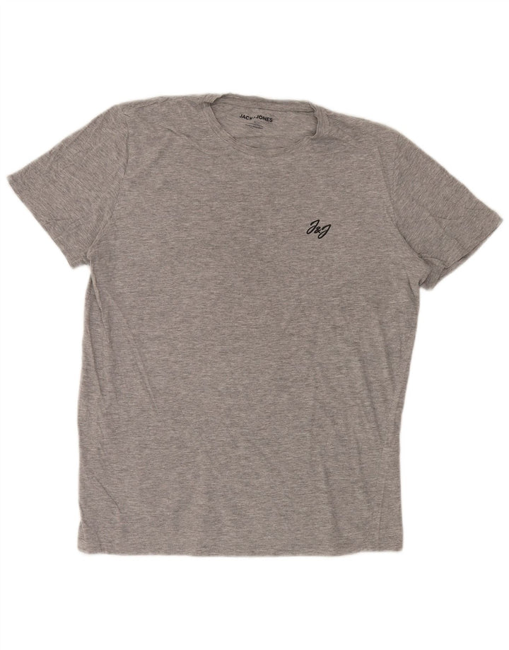 JACK & JONES T-shirt da uomo Top Large in viscosa grigia