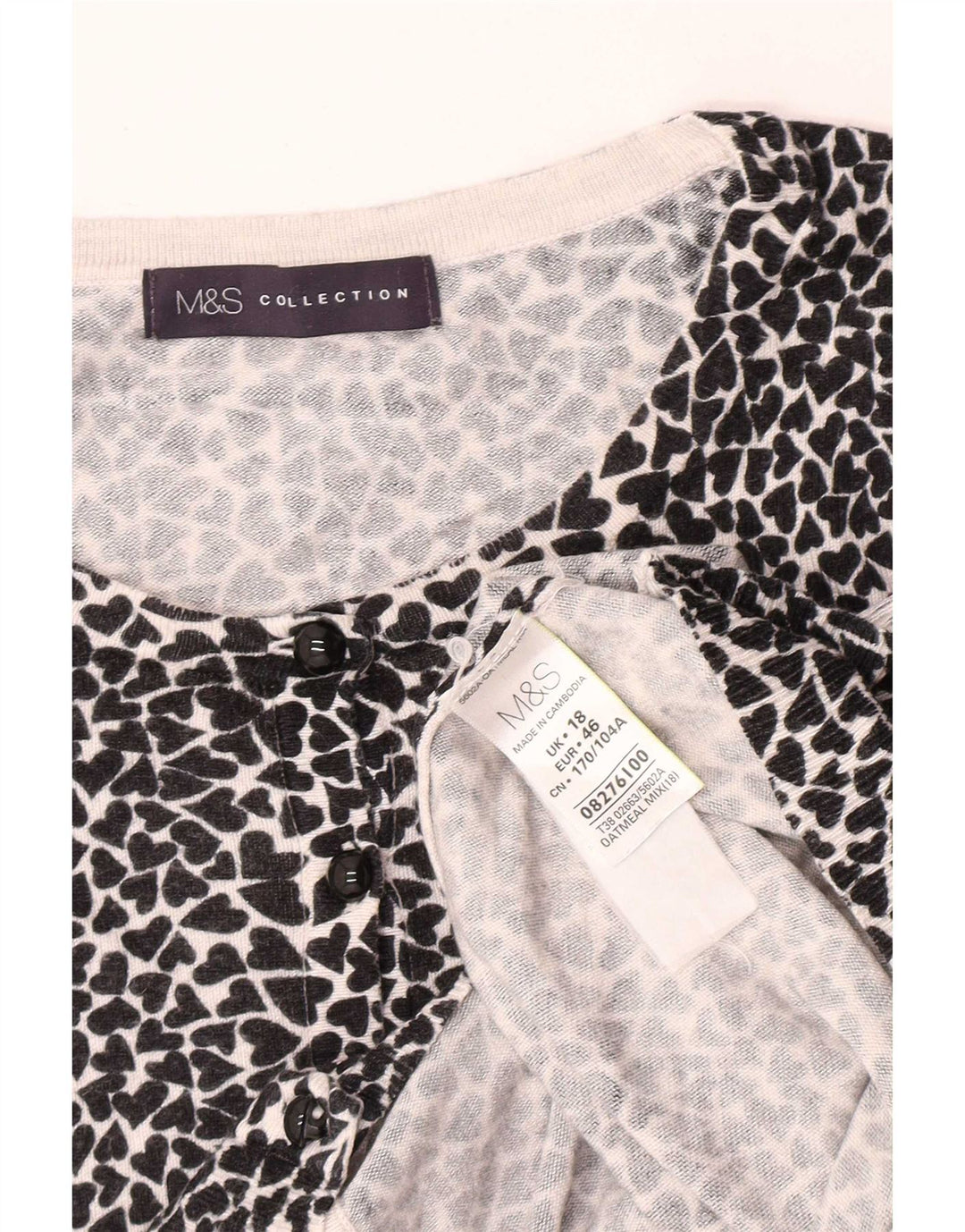 Marks & Spencer kvinders abstrakt mønster cardigan sweater UK 18 XL Sort