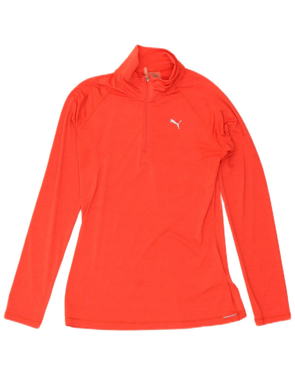 Puma Haut de survêtement à col zippé pour femme UK 10 Small Rouge Polyester