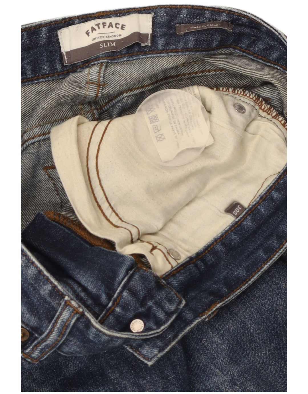 FAT FACE Dame Slim Jeans W30 L29 Blå Bomuld