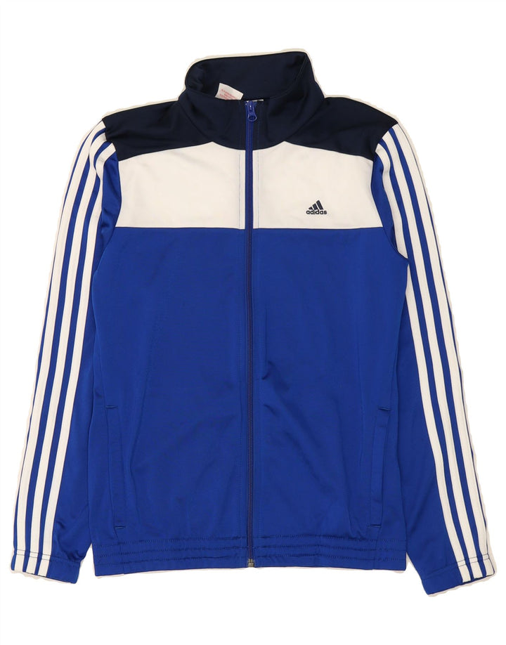 ADIDAS Boys Tracksuit Top Jacket 13-14 Years Blue Colourblock Polyester Vintage Adidas and Second-Hand Adidas from Messina Hembry 