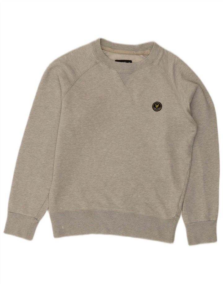 LYLE & SCOTT Sudadera tipo jersey para hombre pequeña gris algodón