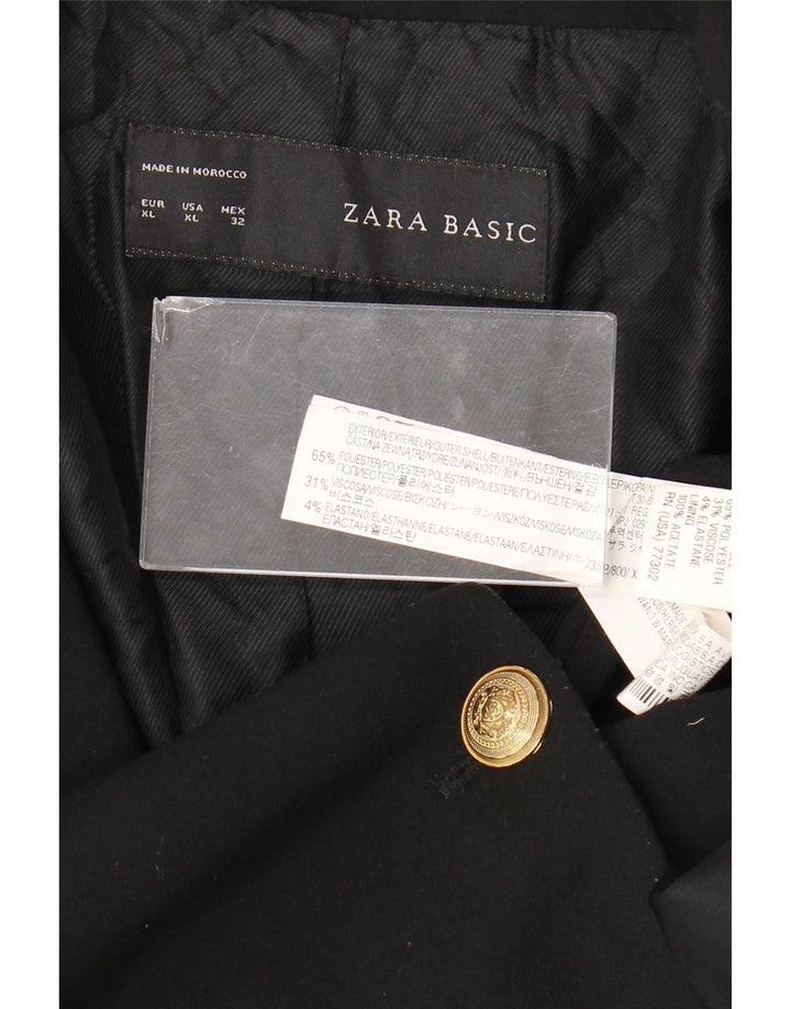 Zara Mujer Chaqueta Blazer De 1 Botón UK 40 XL Poliéster Negro