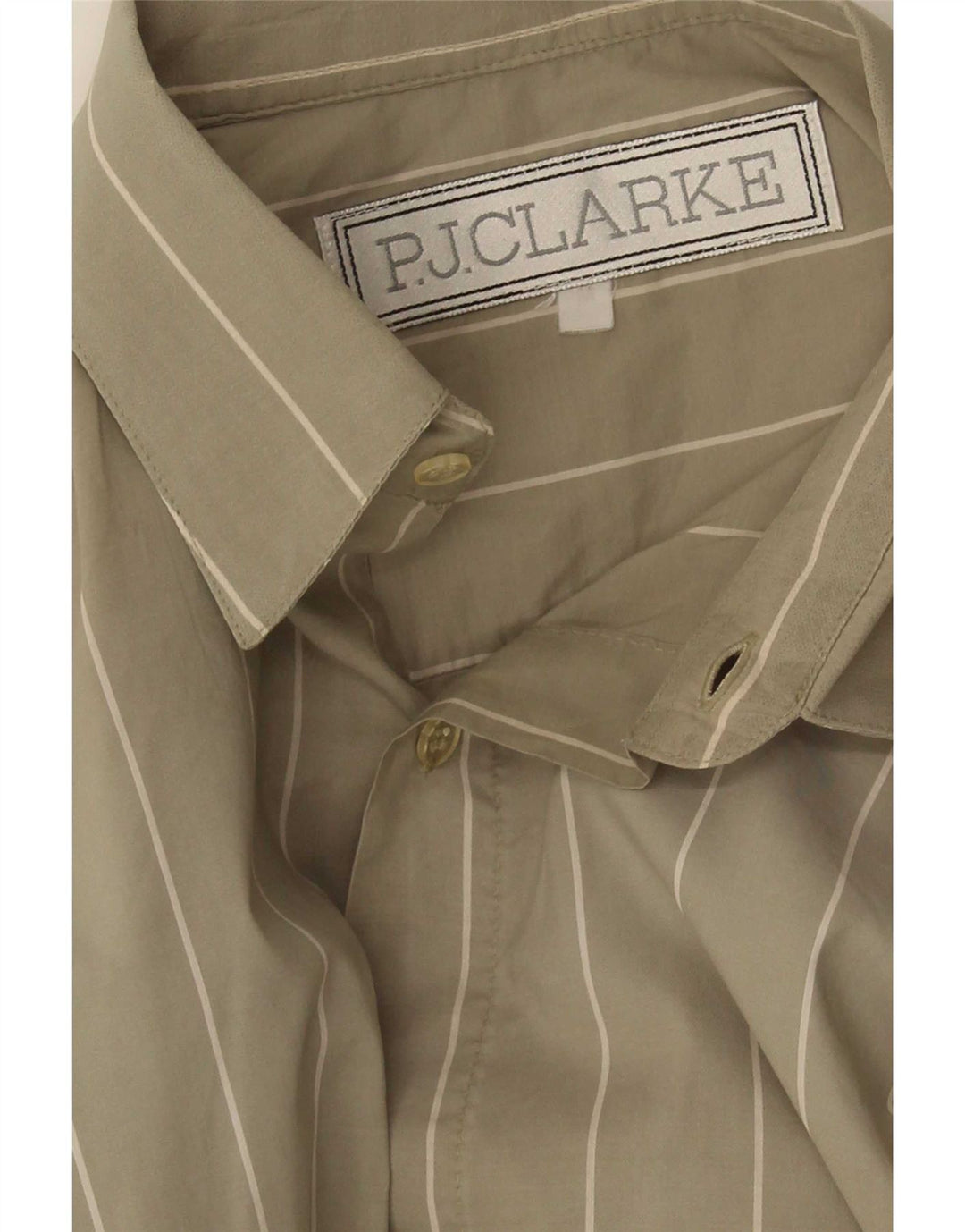 Vintage Mens Shirt Medium Khaki Striped