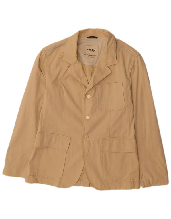 Giacca blazer da uomo Geox Respira a 3 bottoni UK 40 grande cotone beige