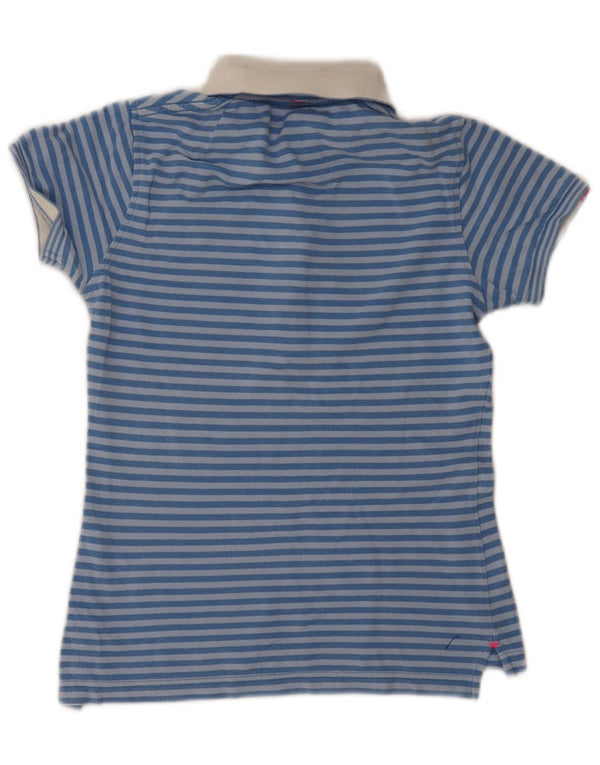 Sun68 Polo Femme UK 8 Small Bleu Rayé Coton