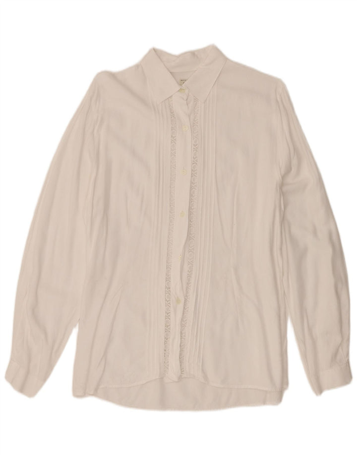 Sisley Womens Shirt IT 46 Large White Floral Viscose