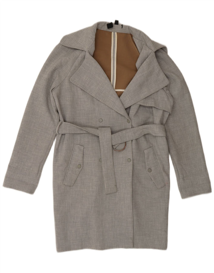 Topshop Womens Trench Coat UK 8 Small Grey Polyester