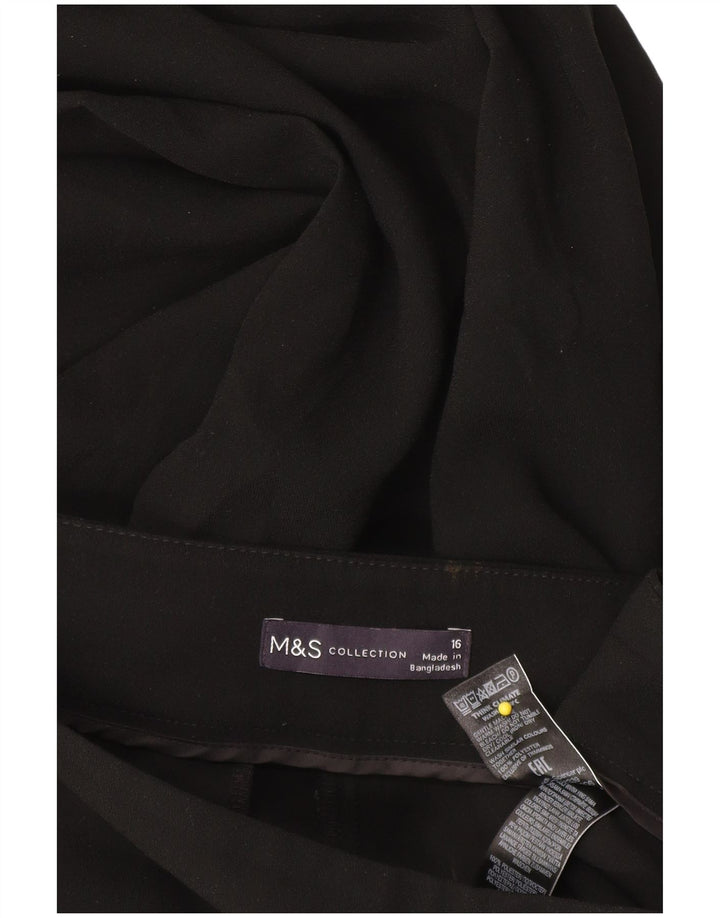 Marks & Spencer Womens Capri Trousers UK 16 Large W34 L22 Black Polyester
