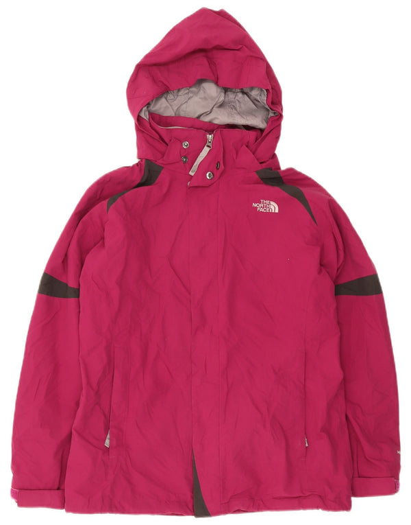 The North Face Girls Hooded Rain Jacket 15-16 Years XL Pink Colourblock