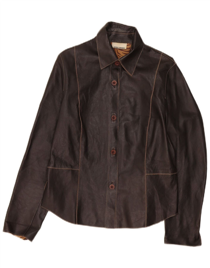 Gerry Weber Veste en cuir pour femme UK 14 Large Noir